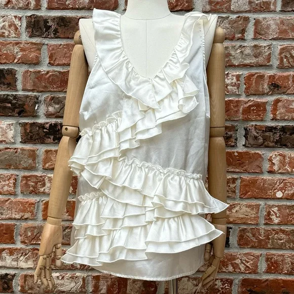 Romeo & Juliet Couture ruffled ivory satin blouse / L / Excellent condition - Picture 4 of 15